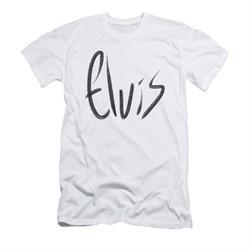 Elvis Presley Shirt Slim Fit Sketchy Name White T-Shirt