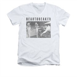 Elvis Presley Shirt Slim Fit V-Neck Heartbreaker White T-Shirt