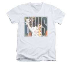 Elvis Presley Shirt Slim Fit V-Neck Knockout White T-Shirt