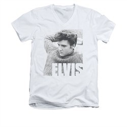 Elvis Presley Shirt Slim Fit V-Neck Relaxing Sweater White T-Shirt