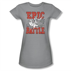 Family Guy Shirt Juniors Epic Battle Silver T-Shirt
