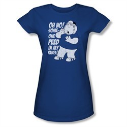 Family Guy Shirt Juniors Peed Royal Blue T-Shirt