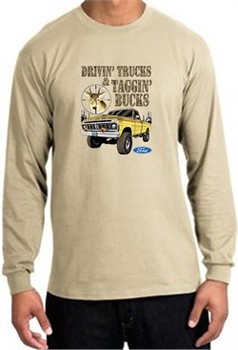 Ford Truck Shirt Driving and Tagging Bucks Long Sleeve Tee Sand