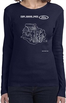 Ford Tee Engine Parts Ladies Long Sleeve Shirt