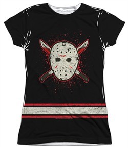 Friday the 13th Shirt Jason Voorhees Jersey Sublimation Juniors Shirt Front/Back Print