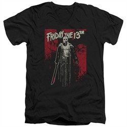 Friday the 13th Slim Fit V-Neck Shirt Death Curse Black T-Shirt