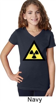 Girls Fallout Shirt Radioactive Triangle V-Neck Tee T-Shirt