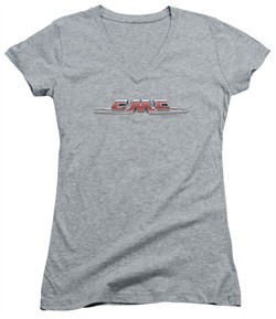 GMC Juniors V Neck Shirt Chrome Logo Athletic Heather T-Shirt