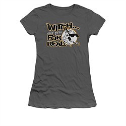 Halloween Shirt Juniors Witch Charcoal T-Shirt