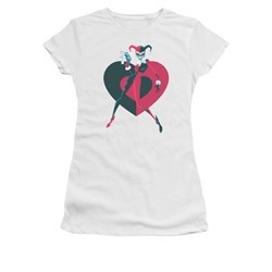 Harley Quinn Shirt Juniors Heart White T-Shirt