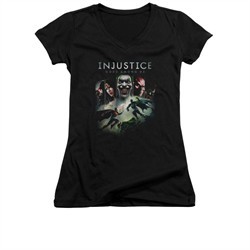 Injustice Gods Among Us Shirt Juniors V Neck Superman VS Batman Black T-Shirt