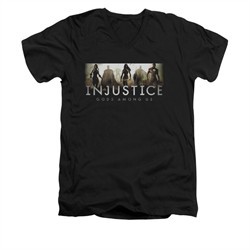 Injustice Gods Among Us Shirt Slim Fit V-Neck Logo Black T-Shirt