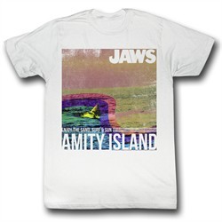 Jaws Shirt Amity Island Adult White Tee T-Shirt