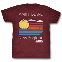 Jaws Shirt Amity Island Maroon Heather T-Shirt