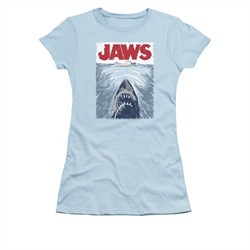 Jaws Shirt Juniors Graphic Poster Light Blue T-Shirt