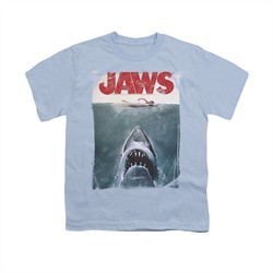 Jaws Shirt Kids Block Title Poster Light Blue T-Shirt