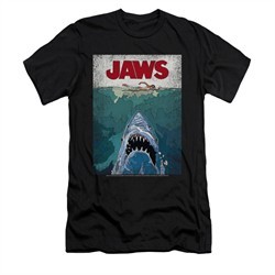 Jaws Shirt Slim Fit Lined Poster Black T-Shirt