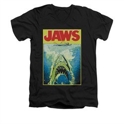 Jaws Shirt Slim Fit V-Neck Bright Black T-Shirt