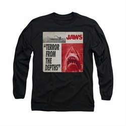 Jaws Shirt Terror Long Sleeve Black Tee T-Shirt
