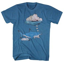 Jaws Shirt Thinking Of Food Heather Blue T-Shirt