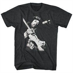 Jimi Hendrix Shirt Singing Guitar Black Heather T-Shirt