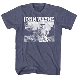 John Wayne Shirt Made In America Heather Blue T-Shirt
