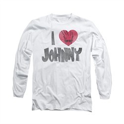 Johnny Bravo Shirt Long Sleeve I Heart Johnny White Tee T-Shirt