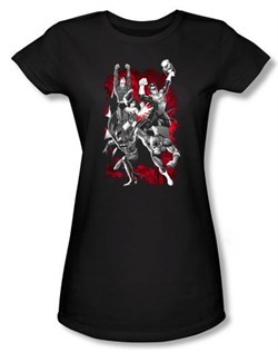 Justice League Juniors T-shirt Superheroes JLA Explosion Black Shirt