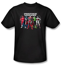 Justice League Kids T-shirt Superheroes The Big Five Youth Black Shirt