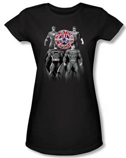 Justice League Juniors T-shirt Superheroes Shades Of Gray Black Shirt