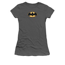 Justice League Embroidered Shirt Juniors Batman Charcoal T-Shirt