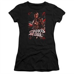 Justice League Movie Juniors Shirt Cyborg Profile Black T-Shirt