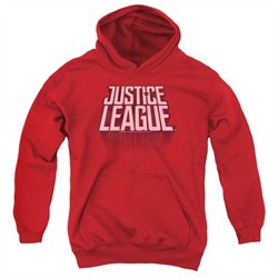 Justice League Movie Kids Hoodie Distressed Logo Red Youth Hoody