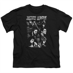 Justice League Movie Kids Shirt Pushing Forward Black T-Shirt