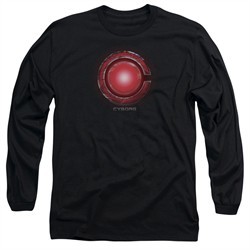Justice League Movie Long Sleeve Shirt Cyborg Logo Black Tee T-Shirt