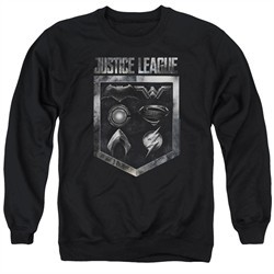 Justice League Movie Shield of Emblems Adult Black Sweatshirt