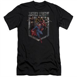 Justice League Movie Slim Fit Shirt Charge Black T-Shirt