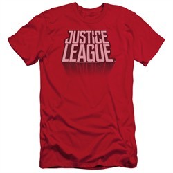 Justice League Movie Slim Fit Shirt Distressed Logo Red T-Shirt