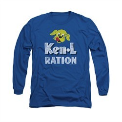 Ken L Ration Shirt Distressed Logo Long Sleeve Royal Blue Tee T-Shirt