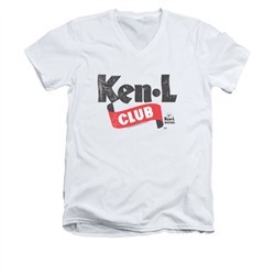 Ken L Ration Shirt Slim Fit V-Neck Club Logo White T-Shirt