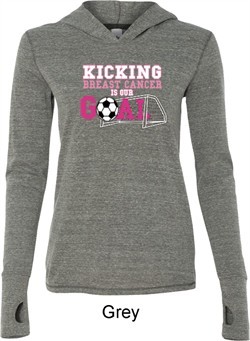 Kicking Breast Cancer is Our Goal Ladies Tri Blend Hoodie Shirt