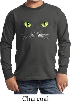 Kids Halloween Shirt Black Cat Long Sleeve Tee T-Shirt