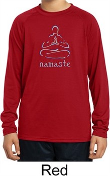 Kids Yoga Shirt Namaste Lotus Pose Dry Wicking Long Sleeve Tee T-Shirt