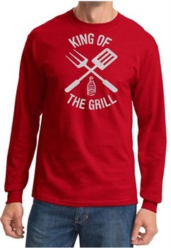King Of The Grill Long Sleeve Shirt Barbecue Utensils Adult Shirt