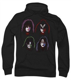 Kiss Rock Band Hoodie Sweatshirt Solo Heads Black Adult Hoody