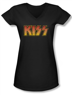 Kiss Shirt Rock Band Juniors V Neck Classic Black Tee Shirt