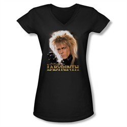Labyrinth Shirt Juniors V Neck Jareth Black Tee T-Shirt