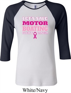 Ladies Breast Cancer Awareness Shirt Motor Boating Raglan Tee T-Shirt