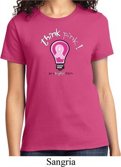 Ladies Breast Cancer Awareness Shirt Think Pink Tee T-Shirt