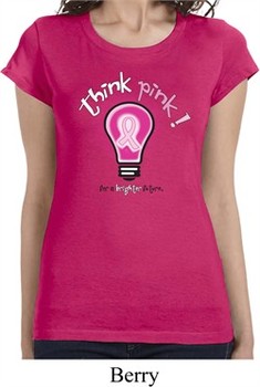 Ladies Breast Cancer Shirt Think Pink Longer Length Tee T-Shirt
